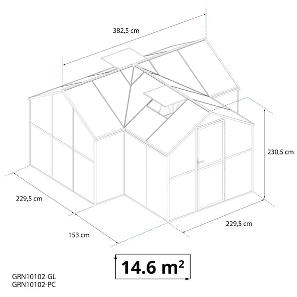 T-Shaped Greenhouse Premium Black – Glass/Polycarbonate