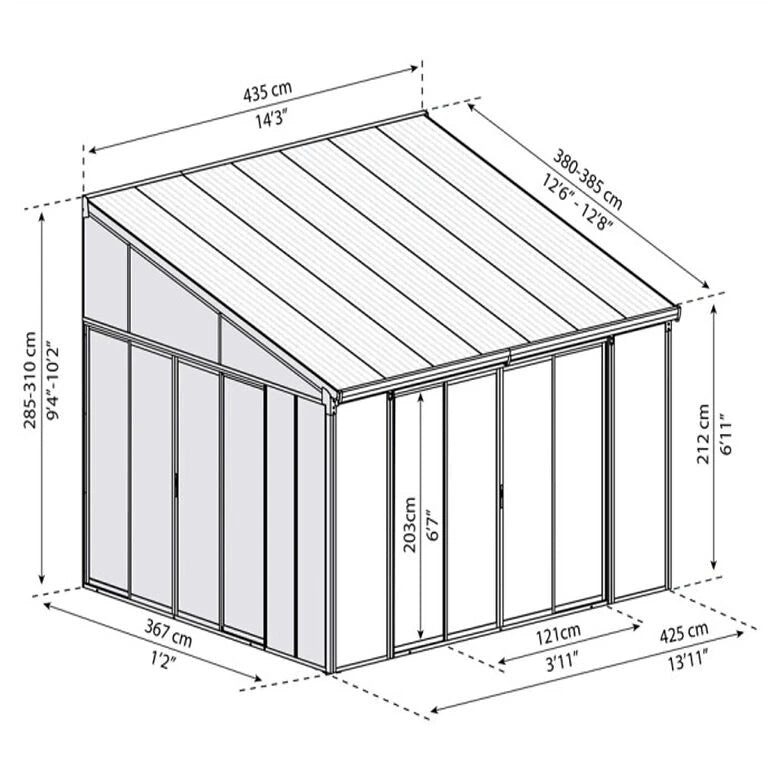 Sanremo 13 ft. x 14 ft. Solarium Kit - Grey Structure & Hybrid Panels