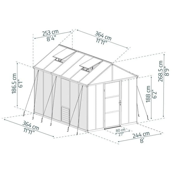 Greenhouse Glory 8×12 ft. – Grey