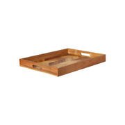 Acacia Wood Tray with Handles, Herringbone, 48 x 35.5 cm