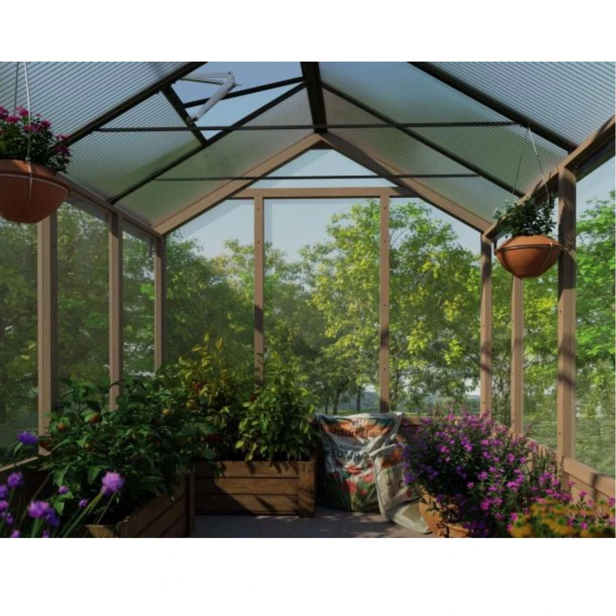 Greenhouse Kit Natura Cedar Wood 8 ft. x 17 ft. - Clear polycarbonate panels