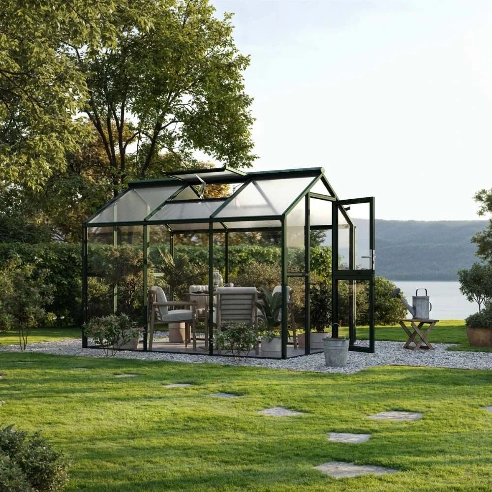 Greenhouse Galant III, 4 mm glass + polycarbonate, fir green