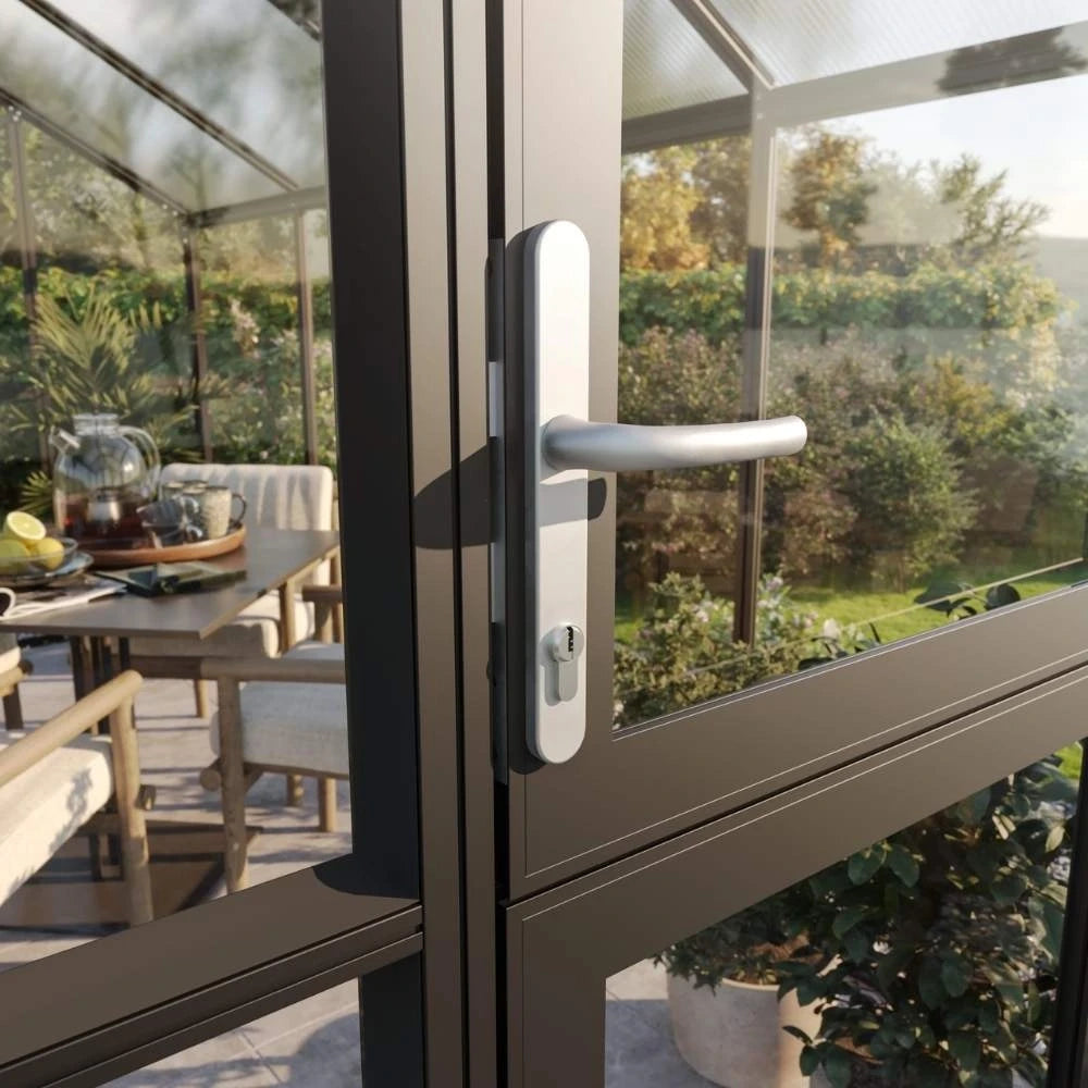 Greenhouse Novum III, 4 mm glass + polycarbonate, anthracite-grey