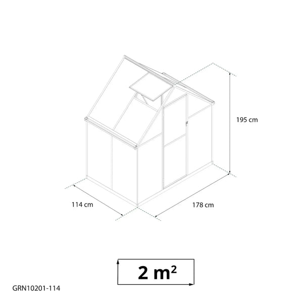 Essential Narrow Greenhouse Black 114 cm – Polycarbonate
