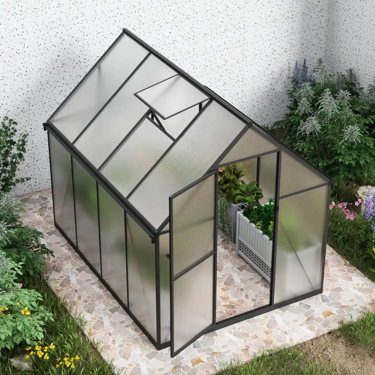Essential Narrow Greenhouse Black 225 cm – Polycarbonate